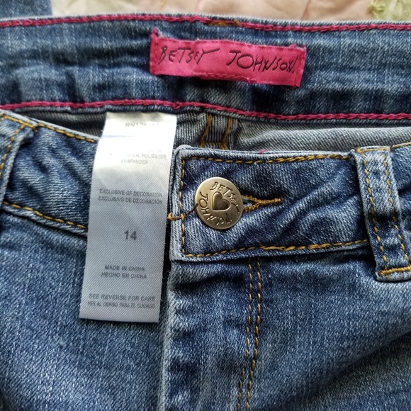 MEOW! 😻Betsey Johnson Girls Skinny Jeans sz 14 - Picture 3 of 5